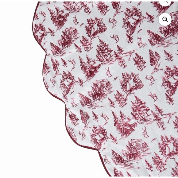 Red and Ivory Forest Velvet Christmas Tree Skirt, 52", by My Texas House - Picture 4 of 11